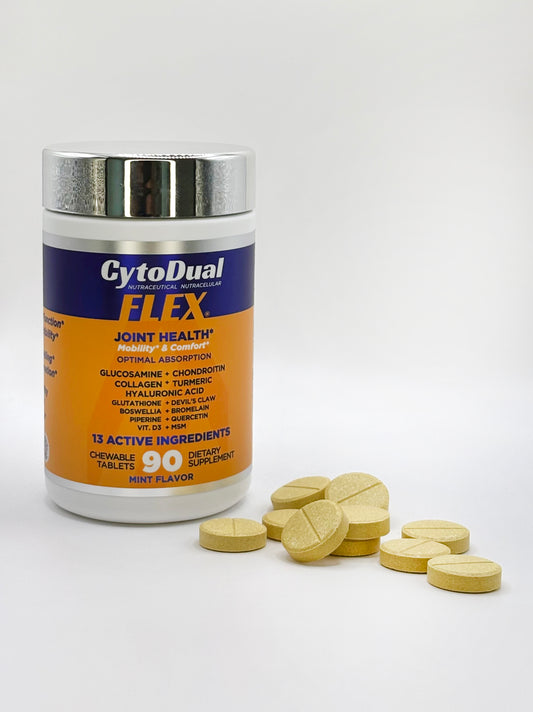 CytoDual Flex – Joint & mobility support | Glucosamine, Chondroitin, MSM, Collagen. Chewables – 90 Days