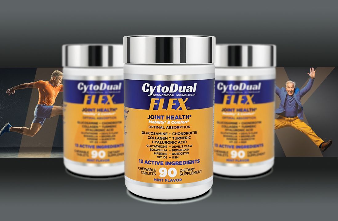 CytoDual Flex – Joint & mobility support | Glucosamine, Chondroitin, MSM, Collagen. Chewables – 90 Days