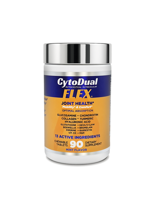 CytoDual Flex – Joint & mobility support | Glucosamine, Chondroitin, MSM, Collagen. Chewables – 90 Days